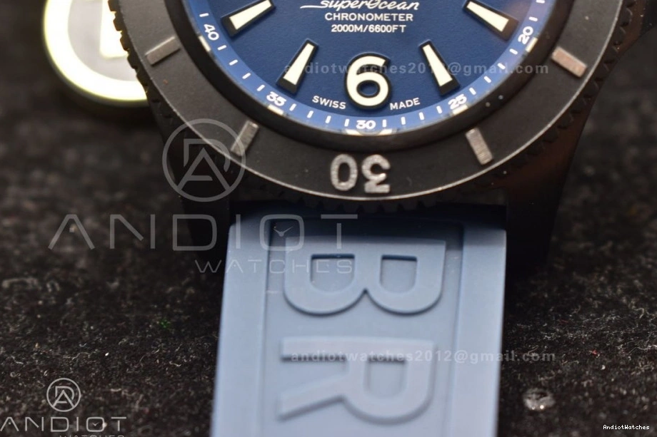 1170 TF Bezel On Best Edition 44 Rubber Strap Lightweight 1:1 A Superocean Black Automatic Black Blue Dial 0104
